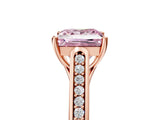 Rose gold Fancy Pink Princess Cut Solitaire Cathedral Diamond Engagement Ring with Channel-Set Band and Four-Prong Setting_8