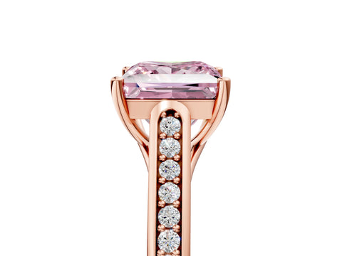 Rose gold Fancy Pink Princess Cut Solitaire Cathedral Diamond Engagement Ring with Channel-Set Band and Four-Prong Setting_8