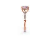 Rose gold Fancy Pink Princess Cut Solitaire Diamond Engagement Ring with Pavé Band and Six-Prong Setting_14
