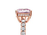 Rose gold Fancy Pink Princess Cut Solitaire Diamond Engagement Ring with Pavé Band and Six-Prong Setting_17
