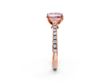 Rose gold Fancy Pink Princess  Cut Solitaire Diamond Engagement Ring with Pave Band and Four-Prong Setting_2