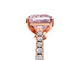 Rose gold Fancy Pink Princess  Cut Solitaire Diamond Engagement Ring with Pave Band and Four-Prong Setting_5