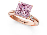 Rose gold Fancy Pink Princess Cut Solitaire Diamond Engagement Ring with Twisted Pave Band and Four-Prong Setting_4