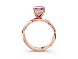 Rose gold Fancy Pink Princess Cut Solitaire Diamond Engagement Ring with Twisted Pave Band and Four-Prong Setting_6