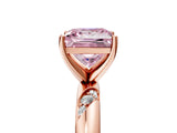 Rose gold Fancy Pink Princess Cut Solitaire Diamond Engagement Ring with Twisted Pave Band and Four-Prong Setting_8