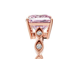 Rose gold Fancy Pink Princess Cut Solitaire Diamond Ring with Infinity Twist Band and Four-Prong Setting_5