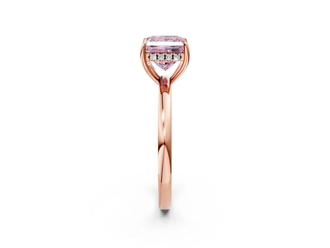 Rose gold Fancy Pink Princess Cut Solitaire Diamond Ring with Prong Setting and Plain Band_2