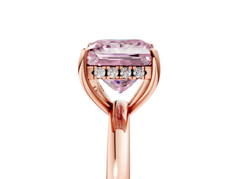 Rose gold Fancy Pink Princess Cut Solitaire Diamond Ring with Prong Setting and Plain Band_5