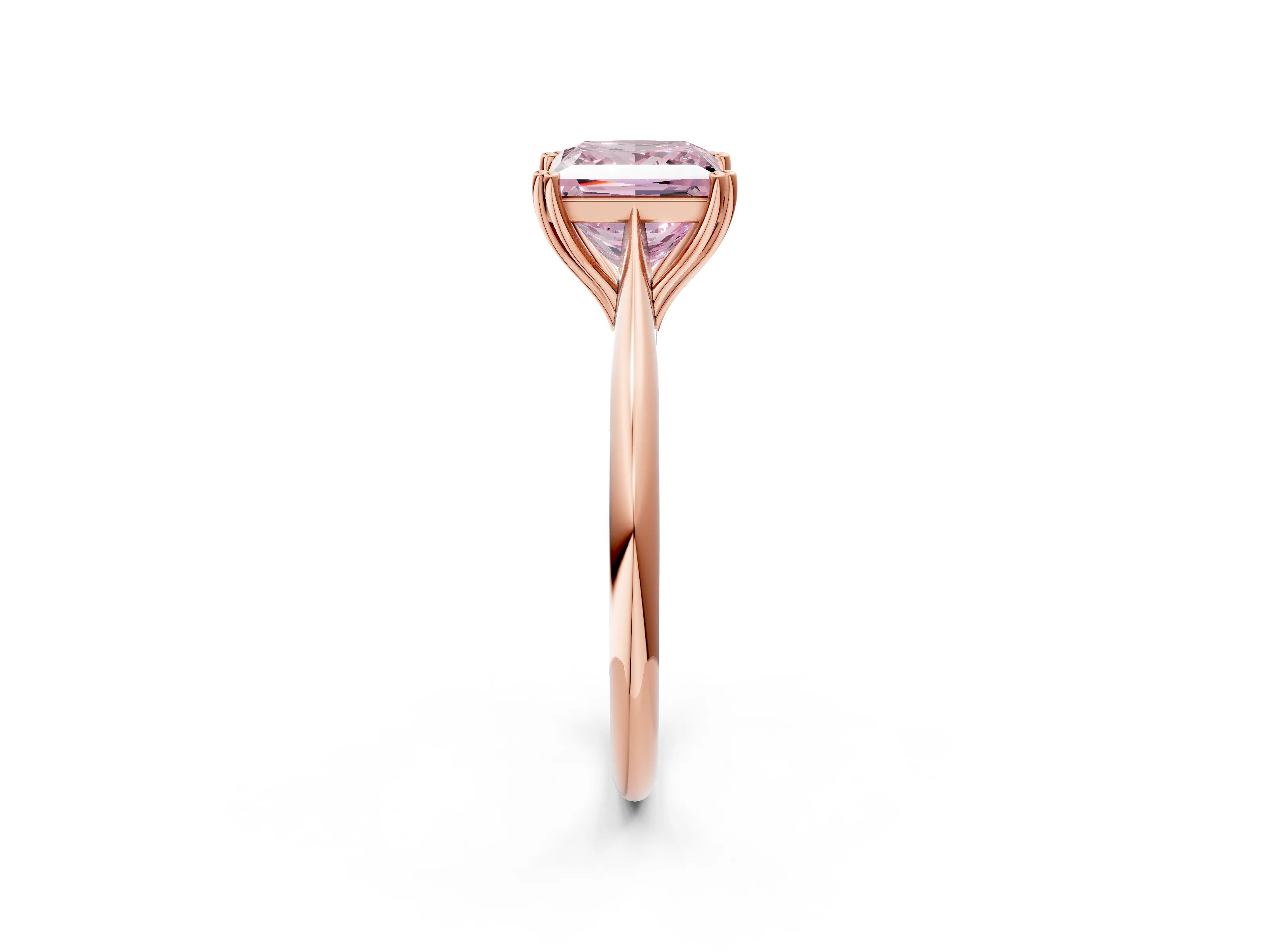Rose gold Fancy Pink Princess Cut Solitaire Diamond Ring with Six-Prong Setting and Classic Band_2