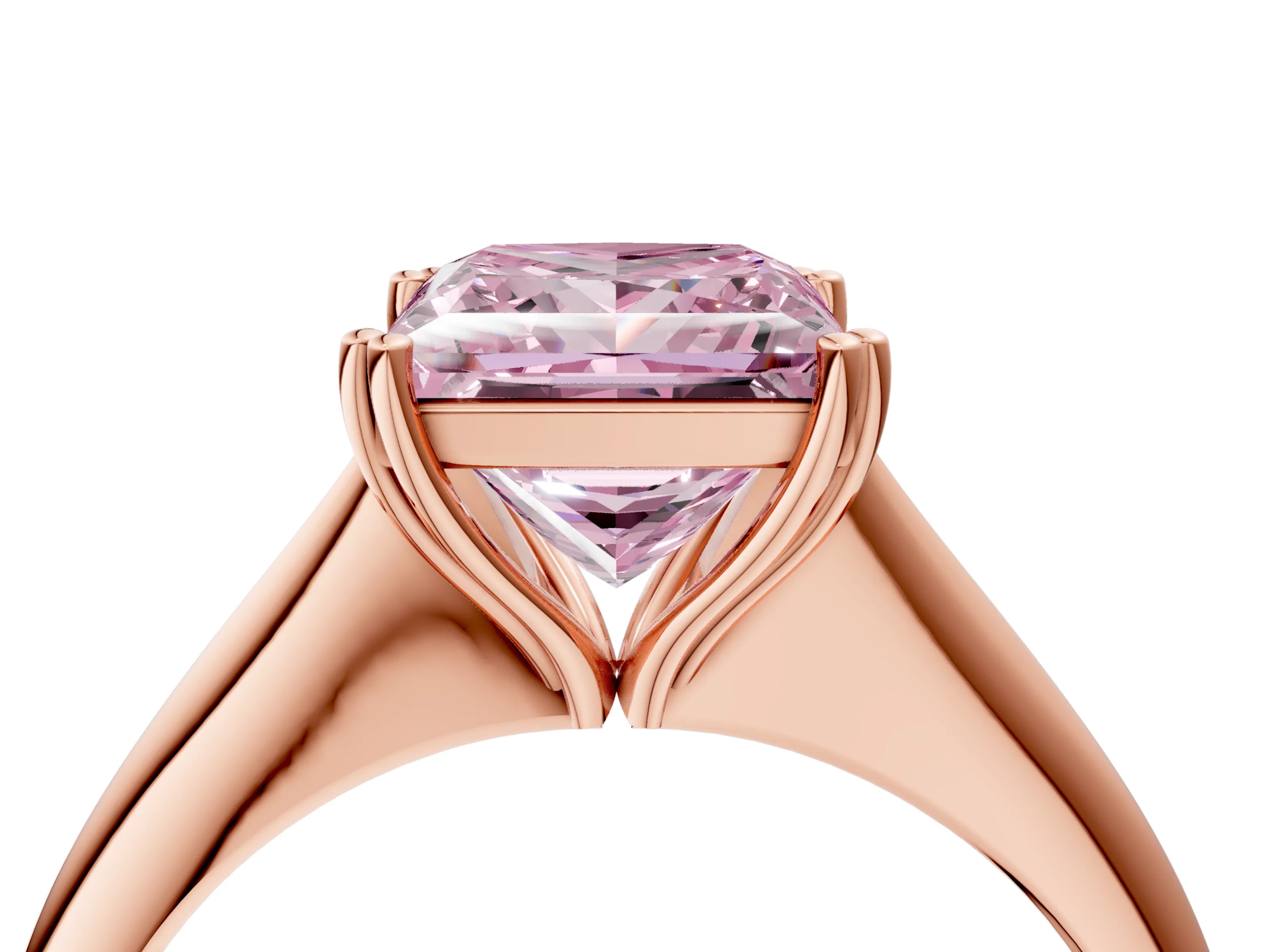 Rose gold Fancy Pink Princess Cut Solitaire Diamond Ring with Six-Prong Setting and Classic Band_4