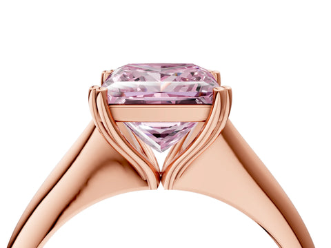 Rose gold Fancy Pink Princess Cut Solitaire Diamond Ring with Six-Prong Setting and Classic Band_4