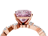 Rose gold Fancy Pink Princess  Cut Solitaire Diamond Twisted Band with Pave Setting_4
