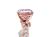 Rose gold Fancy Pink Princess  Cut Solitaire Diamond Twisted Band with Pave Setting_5