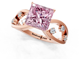 Rose gold Fancy Pink Princess  Cut Solitaire Diamond with Side Stones on Criss-Cross Band and Four-Prong Setting_1