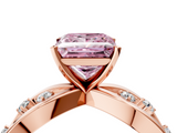 Rose gold Fancy Pink Princess  Cut Solitaire Diamond with Side Stones on Criss-Cross Band and Four-Prong Setting_4