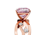Rose gold Fancy Pink Princess  Cut Solitaire Diamond with Side Stones on Criss-Cross Band and Four-Prong Setting_5