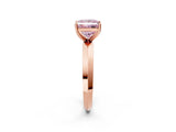Rose gold Fancy Pink Princess  Cut Solitaire Engagement Ring with Flat Band and Four-Prong Setting 2