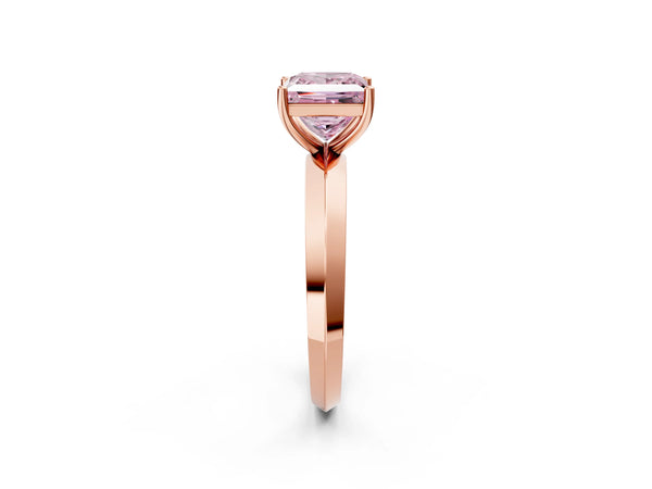 Rose Gold Princess Cut Knife-Edge Solitaire Engagement Ring Setting for Fancy Pink Center
