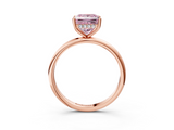 Rose gold Fancy Pink Princess  Cut Solitaire Engagement Ring with Four-Prong Setting and Classic Band_3