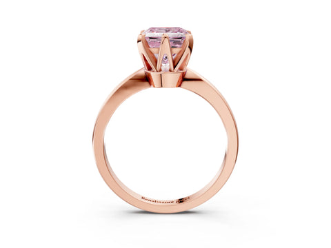 Rose gold Fancy Pink Princess Cut Solitaire Engagement Ring with Six-Prong Setting and Tapered Band_3