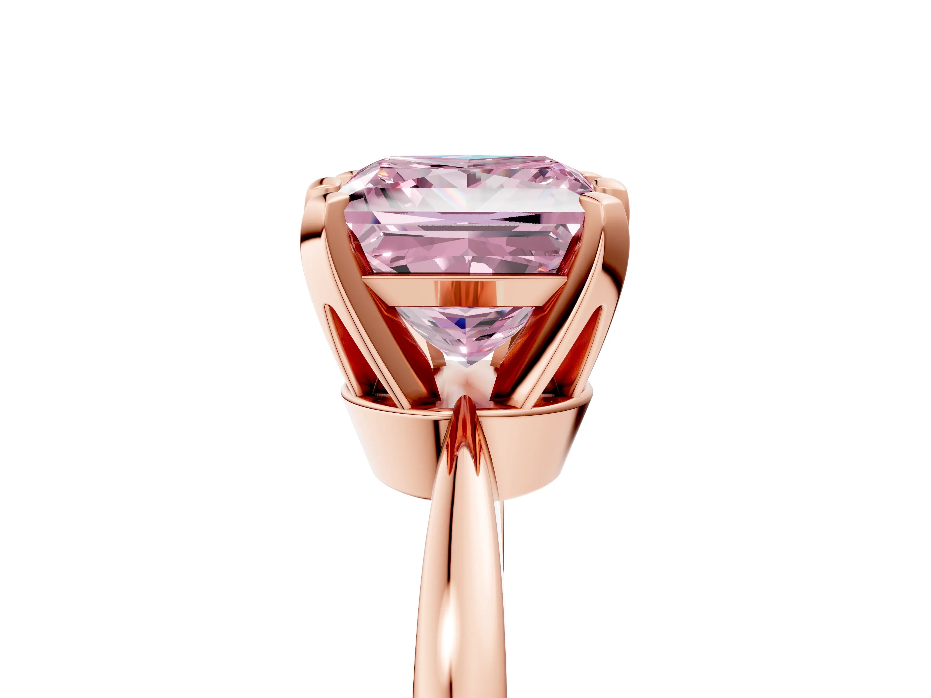 Rose gold Fancy Pink Princess Cut Solitaire Engagement Ring with Six-Prong Setting and Tapered Band_5