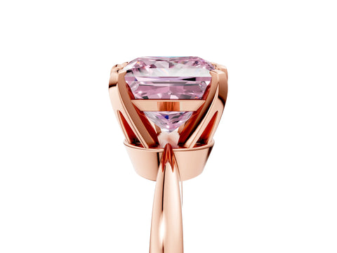 Rose gold Fancy Pink Princess Cut Solitaire Engagement Ring with Six-Prong Setting and Tapered Band_5