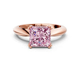 Rose gold Fancy Pink Princess  Cut Solitaire Engagement Ring with Tapered Band and Four-Prong Setting 1