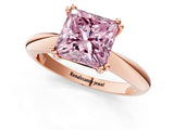 Rose gold Fancy Pink Princess  Cut Solitaire Engagement Ring with Tapered Band and Four-Prong Setting 2