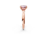 Rose gold Fancy Pink Princess  Cut Solitaire Engagement Ring with Tapered Band and Four-Prong Setting 3