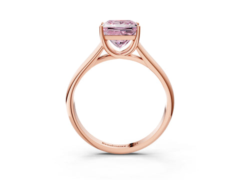 Rose gold Fancy Pink Princess Cut Solitaire Engagement Ring with Tapered Band and Four-Prong Setting_6