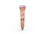 Rose gold Fancy Pink Princess  Cut Solitaire Engraved Band with Four-Prong Setting_2
