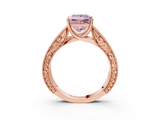 Rose gold Fancy Pink Princess  Cut Solitaire Engraved Band with Four-Prong Setting_3