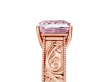 Rose gold Fancy Pink Princess  Cut Solitaire Engraved Band with Four-Prong Setting_5