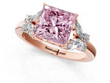 Rose gold Fancy Pink Princess  Cut Solitaire Floral Diamond Ring with Four-Prong Setting_1