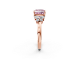 Rose gold Fancy Pink Princess  Cut Solitaire Floral Diamond Ring with Four-Prong Setting_2