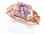 Rose gold Fancy Pink Princess Cut Solitaire Intertwined Band Prong Setting Ring_1