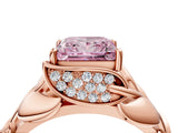 Rose gold Fancy Pink Princess Cut Solitaire Leaf-Inspired Engagement Ring with Prong Setting_18