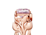 Rose gold Fancy Pink Princess Cut Solitaire Leaf-Inspired Engagement Ring with Prong Setting_19