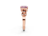 Rose gold Fancy Pink Princess Cut Solitaire Milgrain Leaf Band with Prong Setting_2
