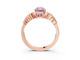 Rose gold Fancy Pink Princess Cut Solitaire Milgrain Leaf Band with Prong Setting_3