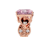Rose gold Fancy Pink Princess Cut Solitaire Milgrain Leaf Band with Prong Setting_5