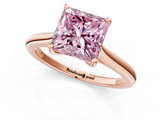 Rose gold Fancy Pink Princess  Cut Solitaire Ring with Cathedral Band and Four-Prong Setting_1