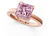 Rose gold Fancy Pink Princess  Cut Solitaire Ring with Four-Prong Setting and Classic Band_1