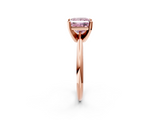 Rose gold Fancy Pink Princess  Cut Solitaire Ring with Four-Prong Setting on a Classic Band_2