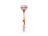Rose gold Fancy Pink Princess  Cut Solitaire Ring with Thin Band and Four-Prong Setting_2