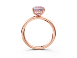 Rose gold Fancy Pink Princess  Cut Solitaire Ring with Thin Band and Four-Prong Setting_3
