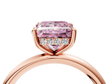 Rose gold Fancy Pink Princess  Cut Solitaire Ring with Thin Band and Four-Prong Setting_4