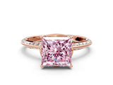 Rose gold Fancy Pink Princess Cut Solitaire Split Shank Pave Diamond Engagement Ring with Four-Prong Setting_24