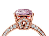 Rose gold Fancy Pink Princess Cut Solitaire Split Shank Pave Diamond Engagement Ring with Four-Prong Setting_28
