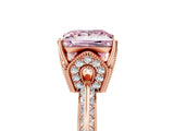 Rose gold Fancy Pink Princess Cut Solitaire Split Shank Pave Diamond Engagement Ring with Four-Prong Setting_29